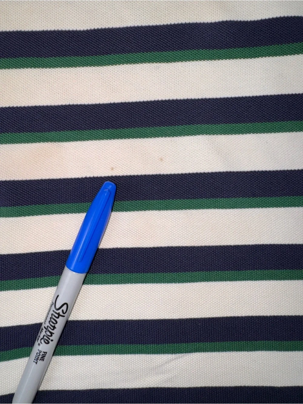 Polo by Ralph Lauren Navy, White & Green Striped Cotton Polo